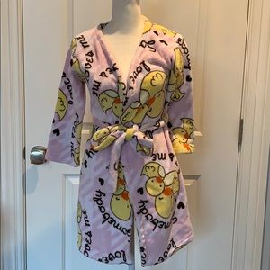 Moes Monkeys fuzzy girls pink duck bathrobe